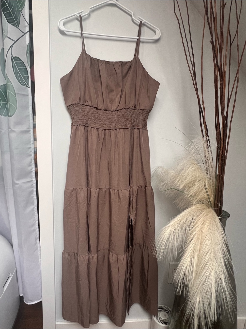 💕BOGO💕 Brown Smocked-Waist Spaghetti Strap Maxi Dress - Unbranded